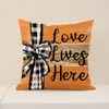 Funda de Almohada Popular con Estampado de Calabaza de Otoño, Poliéster, Resistente a Manchas, Cojín de Asiento Transpirable, Decoración de Acción de Gracias, Cojín para Sofá