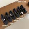 Zapatos de otoño nuevos y versátiles para mujer, estilo Mary Jane, con puntera cuadrada, lazo, mezcla de lana, estampado de camelia, para aumentar la altura, retro, 2026