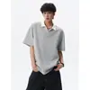 Camisa polo de cuello en V con diseño de dos piezas falso, estilo retro de verano universitario, camiseta casual americana de manga corta holgada