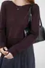 Otoño 100% Lana Merino Soluble en Agua Lana Fina Cuello Redondo Manga Larga Top Delgado de Capa Base para Mujer Delgado Ajuste Ceñido Top Interior