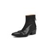 Botas Chelsea de Couro Vacum de Primeira Camada Lavado de Alta Qualidade para o Dia a Dia Outono e Inverno 2025 Salto Médio Grosso Bico Quadrado Pequeno Botas Curtas de Couro Genuíno para Mulheres