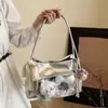 2025 Nova Bolsa Tote Feminina Grande Capacidade Mochila para o Trabalho Bolsa de Ombro Moda Urso Lenço de Seda Mochila de Viagem
