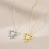 Cadena de Clavícula Elegante con Zirconia Bañada en Oro Real para Mujer Diseño de Nicho Sentido del Diseño Corazón de Melocotón Candado de Larga Vida Collar Cadena para Cuello de Estudiante Tendencia
