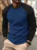 Camiseta de Retazos de Manga Larga para Hombre, Nueva de Otoño, Europea y Americana, Impresión 3D, Deportiva Casual, Sudadera, Camiseta de Cuello Redondo