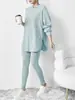 Outono/Inverno 2026 Europeu e Americano Amazon Cross-Border Conjunto Casual Feminino de Calça Longa e Moletom com Capuz de Manga Longa Canelado Solto