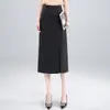 Falda Elegante y Madura de Cintura Alta Estilo Línea A para Mujer, de Longitud Media con Abertura, Favorecedora y que se Ajusta a las Caderas, Falda de Traje Estilosa para Primavera y Verano