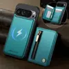 Funda para Teléfono con Ranura para Tarjeta para Google Pixel 11Proxl con Soporte Magnético, Carga Inalámbrica, Portatarjetas con Cremallera, Cubierta de Cuero