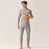 Ropa interior térmica de terciopelo dorado para hombre y mujer, forrada de polar y engrosada, camiseta de manga larga y pantalones de una sola capa, talla grande, conjunto a prueba de frío y cálido