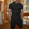 Pantalones cortos de color liso para hombre, camiseta de manga corta, traje deportivo fino de verano de dos piezas para hombre, logotipo imprimible.
