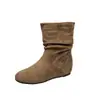 Botines transfronterizos de comercio exterior, para aumentar la altura, plisados y apilados, colección otoño 2026, botines cortos, en una paleta de colores Maillard, estilo retro, versátiles y adelgazantes, botas de moda