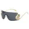 Nuevas Gafas de Sol de Moda de Alta Gama para Hombres, Estilo Sencillo, Artefacto para Fotos en la Playa, Gafas de Sol con Patas de Cisne Dorado para Mujeres