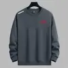 Camiseta masculina de manga comprida para outono e inverno, marca da moda, corte solto, espessa, camiseta básica casual, moletom estampado de gola redonda para jovens estudantes