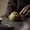 Tetera Rústica Estilo Japonés Dinastías Tang y Song, Juego de Té Kung Fu, Tetera de Cerámica Casera Calabaza, Olla para Preparar Té Hecha a Mano Estilo Wabi-Sabi
