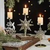Juego de Candelabros Navideños Decoraciones Bandeja Dorada de Hierro para Velas Reno Árbol de Navidad Adornos Creativos de Escritorio Festivos