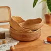 Cesta de Frutas de Ratán Hecho a Mano Vietnamita Caja de Almacenamiento de Escritorio Tejida Hogar Sala de Estar Snack Bambú Cesta para Bollos al Vapor Estilo Japonés