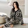 Pijama, Pantalones de Manga Larga, Ropa de Casa de Algodón Puro Casual y Cómoda para Mujer, Colores Contrastantes, Traje Casual Sencillo para Exterior de Otoño