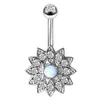 Ventas Directas de Fábrica Anillo para Ombligo de Acero Inoxidable con Circonita en Forma de Rombo Joyería para Piercing de Flor de Girasol de Venta Caliente en Comercio Electrónico Transfronterizo