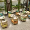 Mesas y Sillas Sencillas para Cafetería y Tienda de Té con Leche, Mesas y Sillas de Reunión de Madera Maciza Estilo Nórdico Fresco, Mesas y Sillas para Recepción de Ocio de Empresa