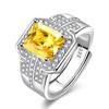 Nuevo Estilo Novedoso Circonita con Incrustaciones de Diamantes Completos Diamante Princesa Cuadrado Azul Mar Esmeralda Anillo Moda Color Vivo Anillo Tesoro