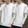 Camiseta de manga larga para hombre, de corte holgado y oversized, perfecta como capa base para el otoño, con estampados de moda y colores lisos, versátil y elegante