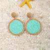 Pendientes de rafia de color a la moda para mujer, diseño de nicho, temperamento de alto sentido, pendientes exagerados con aguja plateada, venta al por mayor de moda