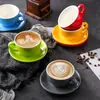 Juego de Tazas de Café Cappuccino de Cerámica Engrosada de 250 ml Taza y Platillo Competición Estándar Arte Latte Taza Latte con Logo Personalizado