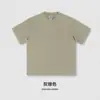 Camiseta de Algodón Puro Pesado Estilo Americano Cuello Redondo Manga Corta para Hombre, Top Casual Holgado de Verano, Color Sólido Capa Base Manga Media 305g