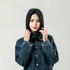 Abrigo de Mezclilla Monocromático Otoñal para Combinar con Todo para Hombre y Mujer Chaqueta Acolchada Cuello Decorativo Falso Cuello de Sombrero Falso Capucha Desmontable Separada