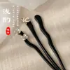 Grampo de Cabelo Antigo de Madeira de Princesa Feminino de Sândalo Preto Novo Chinoiserie Simples Moderno Diário Grampo de Cabelo Adorno de Cabeça