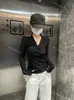 Camiseta Feminina Gola V Manga Longa Estilo Francês 2026 Primavera Novo Estilo Cor Sólida Elegante Design Justo Camisa para Camada Interna
