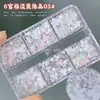 Caja de 6 Compartimentos con Lazos Estampado Leopardo, Pedrería Blanca Puntiaguda, Pequeñas Flores para Decoración de Uñas, Lazos Aurora para Decoración de Uñas, Ins