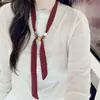 Colar Lenço de Seda com Contas Vintage para Mulheres, Floral, Artístico, Estilo Fresco, Acessório de Pescoço Longo, Decoração da Moda, Lenço Estilo Faculdade