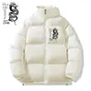 Moda Casual Americana Multi-Cor Opcional Acolchoada de Inverno Algodão Jaqueta Outono Urbano Tendência Marca Casal Gola Alta Casaco de Algodão