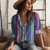 Camisas Amazon Fashion 2025 Europeas y Americanas Primavera y Otoño Transfronterizas Sueltas Estampadas Digitalmente a Cuadros Cárdigan Camisas de Mujer