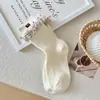 Meias femininas de renda trançada doce estilo coreano, novas meias versáteis de outono estilo ins para usar em camadas