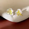 Brincos de pétalas em pintura a óleo degradê estilo férias na praia, frescos e doces, luxo leve, nicho, brincos de alta qualidade