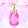 Colgante Sexy Rosa con Forma de Corazón de Melocotón Chapado en Oro Diamante Piedra Ovalada Grande Desnuda Color Diamante Colgante Tesoro de Lujo Noble