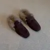Sapatos peludos retrô de bico quadrado e salto grosso para mulheres, novidades outono e inverno 2026, tamancos quentes de pelúcia sem cadarço e bico fechado