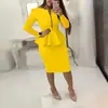 Comércio Exterior Transfronteiriço Europeu e Americano Amazon Plus Size Roupas Femininas Novas Cor Sólida Manga Longa Zíper Madura Leve Profissional Conjunto de Saia Feminina