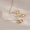 Jingqiao Juego de Collar y Pendientes Ojo del Diablo de Zirconia con Recubrimiento de Oro de 18K en Acero Inoxidable para Mujer Joyería de Diseñador Venta al por Mayor