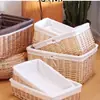 C Cesta de Almacenamiento de Ratán Cesta de Almacenamiento de Escritorio Tela Tejida Misceláneos Caja de Almacenamiento de Snacks Caja de Almacenamiento Cesta de Bambú Cesta de Bambú W