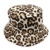 Sombrero de pescador de lana de doble cara con estampado de leopardo para otoño e invierno para hombre y mujer, estilo japonés, combinable con todo, para exteriores, cálido, tipo cubeta