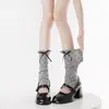 Pierneras de Capas con Lunares y Lazo para Mujer Primavera Verano Algodón Delgado Calcetines de Media Pantorrilla Estilo Miu Estilo Ballet Cubre Pies Pierneras para Pantorrilla