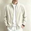 Suéter de mezcla de lana y seda para hombre, nueva colección otoño/invierno 2026, cuello alto, con cremallera, manga larga, chaqueta cómoda