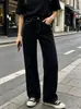 Jeans Rectos Pequeños para Mujer para Ropa Exterior, Pantalones Retro Holgados de Cintura Alta para Mujer
