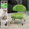 Taburete Pequeño Doméstico Giratorio con Ruedas, Taburete Bajo con Ruedas, Taburete Amigable para Niños con Ruedas, Taburete Redondo Perezoso con Respaldo
