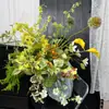 Arranjo de flores artificiais em tons de verde para casamento, buquê falso estilo designer, decoração para cenas com tema de floresta, ornamento de buquê de alta qualidade