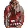 Esta No Es Mi Sangre Gráfico de Halloween Sudadera con Capucha para Hombre Impresa en 3D Sudaderas Populares de Hip Hop para Halloween de Manga Larga