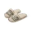 Sandálias de Renda Estampa de Leopardo EVA Linho Femininas Simples Europeu Americano Interno Casa Quatro Estações Abertas Chinelos de Algodão Linho