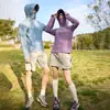 Roupa de Proteção Solar de Seda Gelada de Verão UPF50+, Par, com Aba Removível, Fina e Respirável, Profissional para Pesca ao Ar Livre